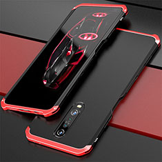 Handyhülle Hülle Luxus Aluminium Metall Tasche für Xiaomi Redmi K30 4G Rot und Schwarz