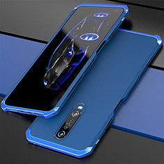 Handyhülle Hülle Luxus Aluminium Metall Tasche für Xiaomi Redmi K30 5G Blau