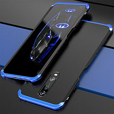 Handyhülle Hülle Luxus Aluminium Metall Tasche für Xiaomi Redmi K30 5G Blau und Schwarz