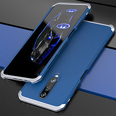 Handyhülle Hülle Luxus Aluminium Metall Tasche für Xiaomi Redmi K30 5G Silber und Blau