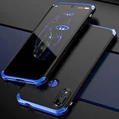 Handyhülle Hülle Luxus Aluminium Metall Tasche für Xiaomi Redmi Note 7 Blau und Schwarz