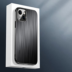 Handyhülle Hülle Luxus Aluminium Metall Tasche M01 für Apple iPhone 13 Mini Schwarz