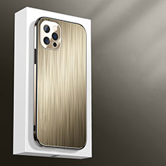 Handyhülle Hülle Luxus Aluminium Metall Tasche M01 für Apple iPhone 13 Pro Max Gold