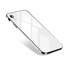 Handyhülle Hülle Luxus Aluminium Metall Tasche M01 für Apple iPhone XR Weiß