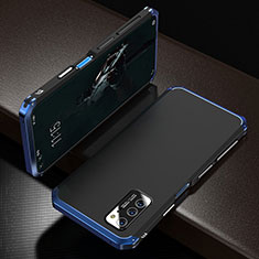 Handyhülle Hülle Luxus Aluminium Metall Tasche M01 für Huawei Honor V30 5G Blau und Schwarz