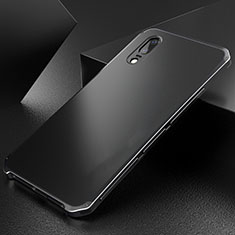 Handyhülle Hülle Luxus Aluminium Metall Tasche M01 für Huawei P20 Schwarz