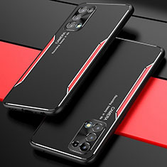 Handyhülle Hülle Luxus Aluminium Metall Tasche M01 für Oppo Reno5 5G Rot