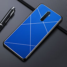 Handyhülle Hülle Luxus Aluminium Metall Tasche M01 für Realme X2 Pro Blau