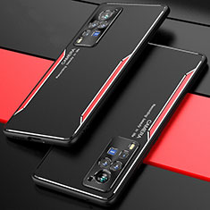 Handyhülle Hülle Luxus Aluminium Metall Tasche M01 für Vivo X60 Pro 5G Rot