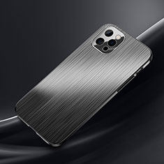 Handyhülle Hülle Luxus Aluminium Metall Tasche M02 für Apple iPhone 13 Pro Max Schwarz