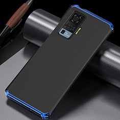 Handyhülle Hülle Luxus Aluminium Metall Tasche M02 für Vivo X50 Pro 5G Blau und Schwarz