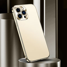 Handyhülle Hülle Luxus Aluminium Metall Tasche M03 für Apple iPhone 13 Pro Gold