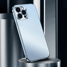Handyhülle Hülle Luxus Aluminium Metall Tasche M03 für Apple iPhone 13 Pro Max Blau
