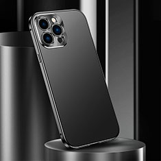 Handyhülle Hülle Luxus Aluminium Metall Tasche M03 für Apple iPhone 13 Pro Max Schwarz