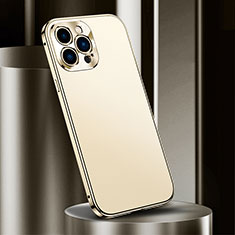 Handyhülle Hülle Luxus Aluminium Metall Tasche M03 für Apple iPhone 14 Pro Gold