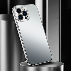 Handyhülle Hülle Luxus Aluminium Metall Tasche M03 für Apple iPhone 14 Pro Silber
