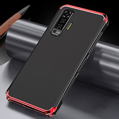 Handyhülle Hülle Luxus Aluminium Metall Tasche M03 für Vivo X50 5G Rot und Schwarz