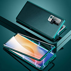 Handyhülle Hülle Luxus Aluminium Metall Tasche M04 für Vivo X51 5G Cyan
