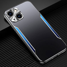 Handyhülle Hülle Luxus Aluminium Metall Tasche M05 für Apple iPhone 14 Plus Blau