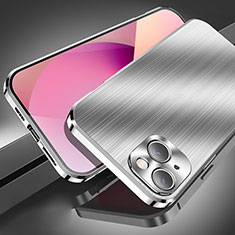 Handyhülle Hülle Luxus Aluminium Metall Tasche M06 für Apple iPhone 13 Silber