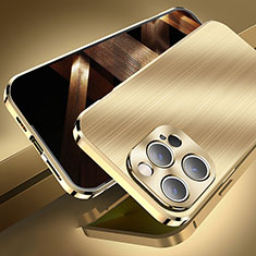 Handyhülle Hülle Luxus Aluminium Metall Tasche M06 für Apple iPhone 14 Pro Gold