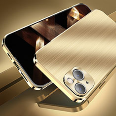 Handyhülle Hülle Luxus Aluminium Metall Tasche M06 für Apple iPhone 15 Plus Gold