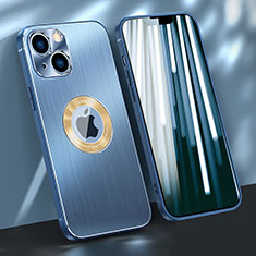 Handyhülle Hülle Luxus Aluminium Metall Tasche M08 für Apple iPhone 14 Blau