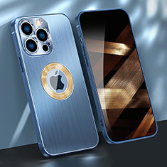Handyhülle Hülle Luxus Aluminium Metall Tasche M08 für Apple iPhone 14 Pro Blau