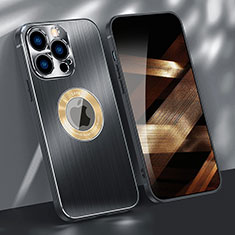 Handyhülle Hülle Luxus Aluminium Metall Tasche M08 für Apple iPhone 14 Pro Schwarz