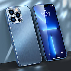 Handyhülle Hülle Luxus Aluminium Metall Tasche M09 für Apple iPhone 13 Pro Blau