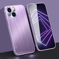 Handyhülle Hülle Luxus Aluminium Metall Tasche M09 für Apple iPhone 14 Plus Violett