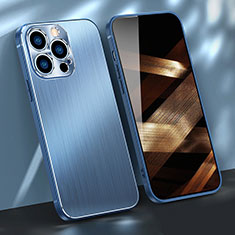 Handyhülle Hülle Luxus Aluminium Metall Tasche M09 für Apple iPhone 14 Pro Blau