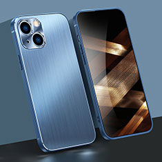 Handyhülle Hülle Luxus Aluminium Metall Tasche M09 für Apple iPhone 15 Plus Blau