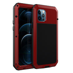Handyhülle Hülle Luxus Aluminium Metall Tasche N01 für Apple iPhone 12 Pro Rot