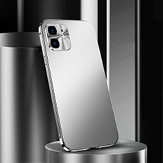 Handyhülle Hülle Luxus Aluminium Metall Tasche N01 für Apple iPhone 12 Silber