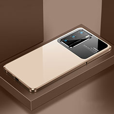 Handyhülle Hülle Luxus Aluminium Metall Tasche N01 für Huawei P40 Gold