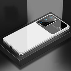 Handyhülle Hülle Luxus Aluminium Metall Tasche N01 für Huawei P40 Weiß
