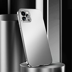 Handyhülle Hülle Luxus Aluminium Metall Tasche N02 für Apple iPhone 12 Pro Silber