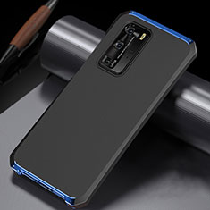 Handyhülle Hülle Luxus Aluminium Metall Tasche N02 für Huawei P40 Pro Blau und Schwarz