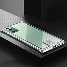 Handyhülle Hülle Luxus Aluminium Metall Tasche N03 für Samsung Galaxy Note 20 5G Silber