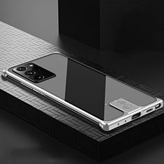 Handyhülle Hülle Luxus Aluminium Metall Tasche N04 für Samsung Galaxy Note 20 Ultra 5G Silber
