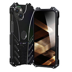 Handyhülle Hülle Luxus Aluminium Metall Tasche P01 für Apple iPhone 15 Schwarz
