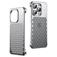 Handyhülle Hülle Luxus Aluminium Metall Tasche QC1 für Apple iPhone 14 Pro Max Silber