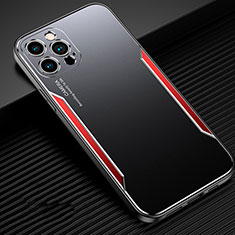 Handyhülle Hülle Luxus Aluminium Metall Tasche T01 für Apple iPhone 12 Pro Max Rot