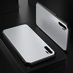 Handyhülle Hülle Luxus Aluminium Metall Tasche T01 für Huawei P30 Pro New Edition Silber