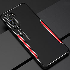 Handyhülle Hülle Luxus Aluminium Metall Tasche T01 für Huawei P40 Lite 5G Rot