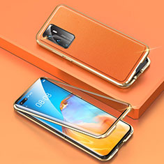 Handyhülle Hülle Luxus Aluminium Metall Tasche T01 für Huawei P40 Orange
