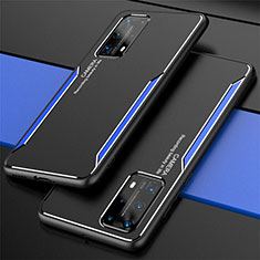Handyhülle Hülle Luxus Aluminium Metall Tasche T01 für Huawei P40 Pro+ Plus Blau