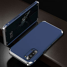 Handyhülle Hülle Luxus Aluminium Metall Tasche T01 für Oppo A91 Blau