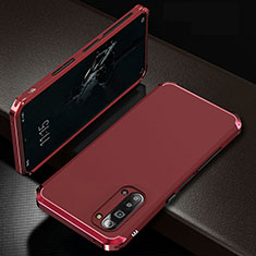 Handyhülle Hülle Luxus Aluminium Metall Tasche T01 für Oppo A91 Rot